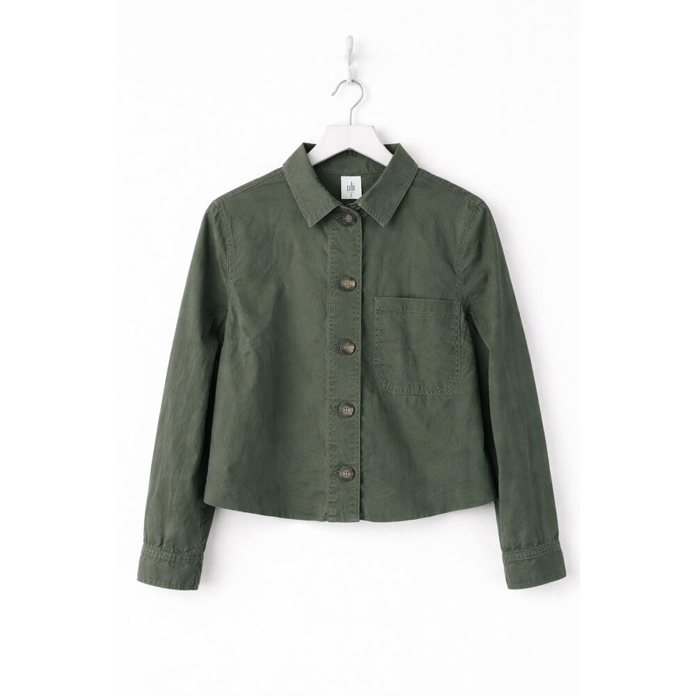 CAbi Crossroads Army Green Cropped Utility Shirt Jacket Small Workwear - Picture 5 of 5